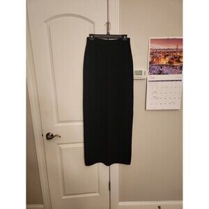 St. John Basics Long Black Wool Skirt w/ Side Slit Size 4